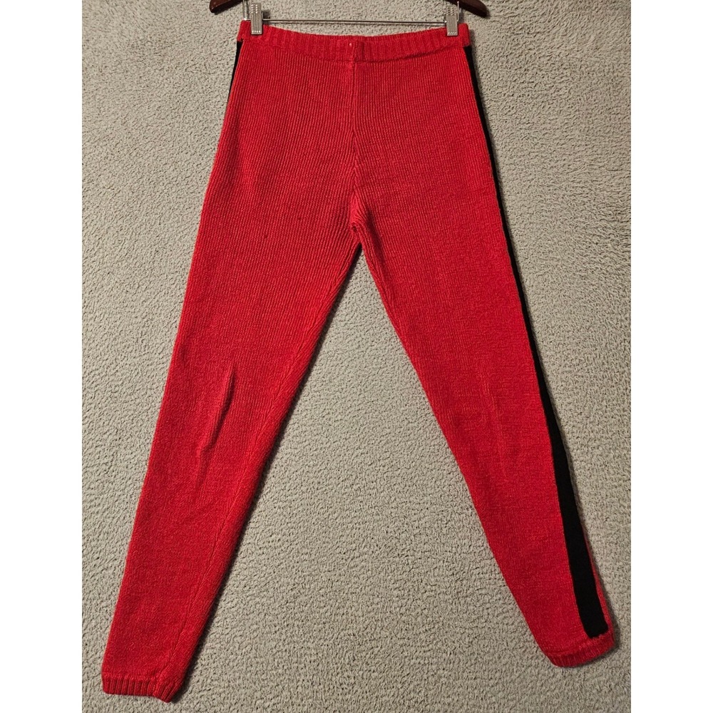 Vintage Tric-Trac Phyllis Keitlen Red Wool Knit Leggings Pants Ski Womens Large